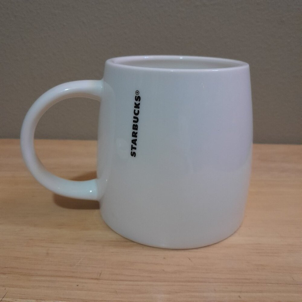 Starbucks 2011 Retired Chubby Ceramic Travel Mug White w Green Siren Logo 16oz - Picture 6 of 7